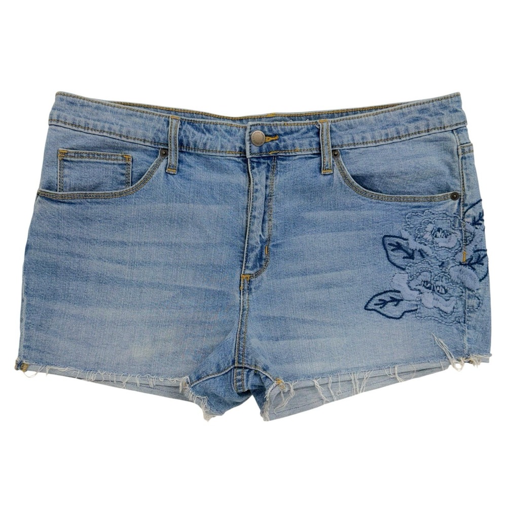 Universal Thread Women's Size 16/33 High Rise Shortie Embroidered‎ Denim Shorts